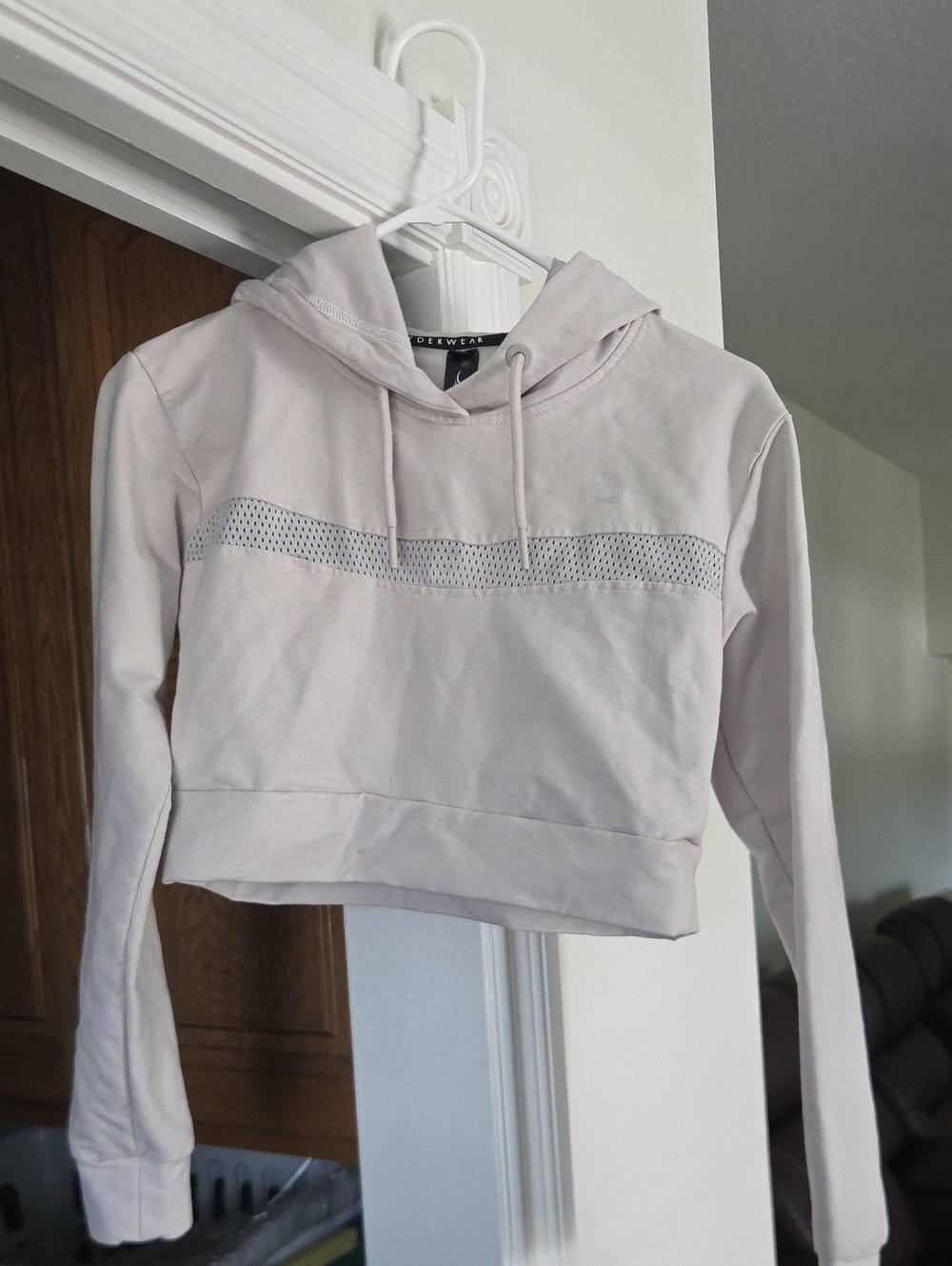 Ryderwear Light Beige Cropped Hooded Sweatshirt